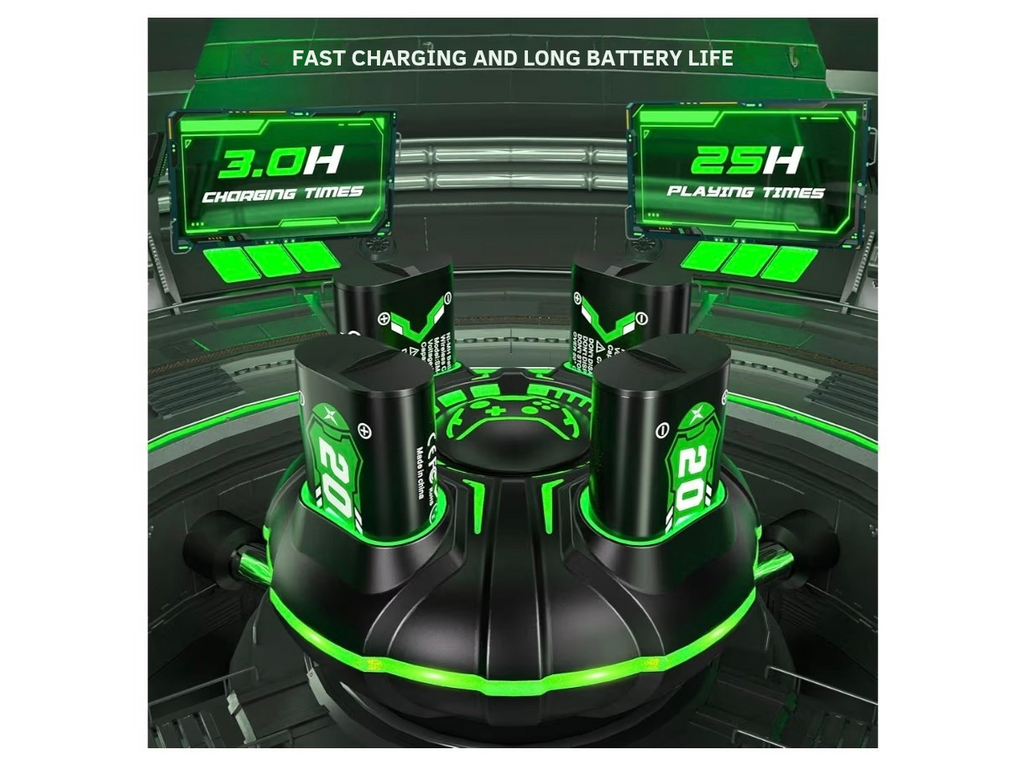 4×2000mAh Pilas Recargables Xbox con Estación de Cargador Rápido y Luz LED,Batería Recargable Compatible con Xbox One/Xbox Series X|S Xbox One S/Xbox One X/Xbox One Elite