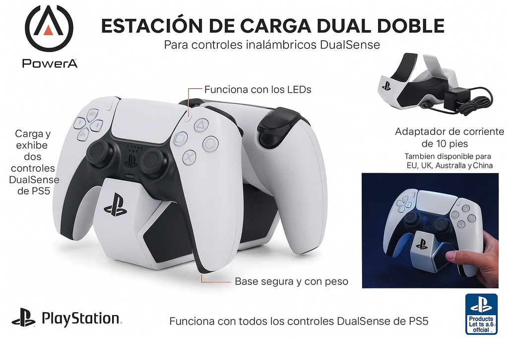 PowerA – Estación de Carga Doble para DualSense PS5 (Licencia Oficial)